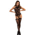 SUBBLIME - 952099 NETZ-BODYSTOCKING MIT STRUMPFBAND UND BLUMENDETAILS SCHWARZ EINE GRÖSSE