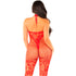 LEG AVENUE - NETZ-BODYSTOCKING MIT BLUMENDRUCK, ROT, EINE GRÖSSE