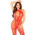 LEG AVENUE - NETZ-BODYSTOCKING MIT BLUMENDRUCK, ROT, EINE GRÖSSE