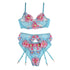 SUBBLIME - 954109 BH + HÖSCHEN MIT STRUMPFGÜRTEL BLUMENDESIGN BLAU S/M