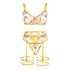SUBBLIME - 954352 BH + STRING + STRUMPFGÜRTEL BLUMENDESIGN GELB L/XL