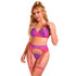 SUBBLIME - 955366 BH-SET MIT SPITZE UND STRUMPFBAND ROSA UND LILA L/XL