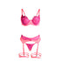 SUBBLIME - 955366 BH-SET MIT SPITZE UND STRUMPFBAND ROSA UND LILA L/XL